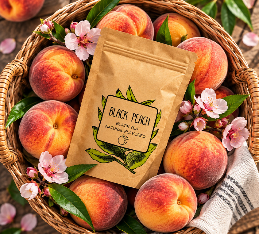 Black Peach Leo Tea – czarna herbata brzoskwiniowa dobra do iced peach tea w opakowaniu doypack